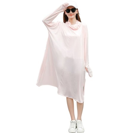 Vaaleanpunainen jääsilkkinen aurinkosuojavaate naisille, pehmeä, hengittävä ja ohut aurinkosuojavaate ratsastukseen