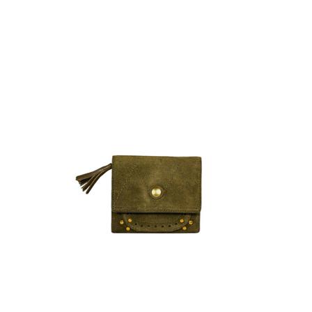 Jérôme Dreyfuss, Jerry PM wallet in crust leather Zielony, Kobieta, Rozmiar: ONE Size