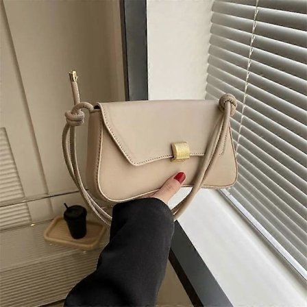 Moderigtig minimalistisk firkantet taske til kvinder Crossbody skuldertaske lås spænde taske forår sommer ny ankomst blødt PU læder polyester [HK]