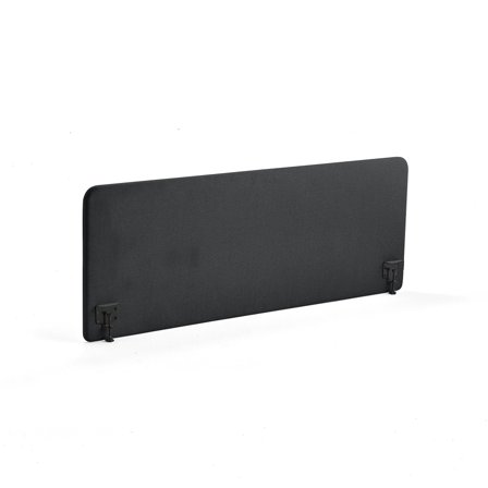 Tischteiler ZONE, inkl. schwarze Beschläge, 1800 x 650 x 36 mm, Stoff Hush, dunkelgrau