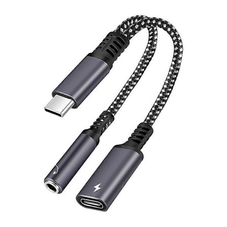 Audio-sovitinkaapeli 2-in-1 PD 60W Pikalataus DAC Dekoodaus Type-C - 3,5mm/Type-C Kuulokeliitäntä Audio Patch Cord Matkapuhelin Tarvikkeet
