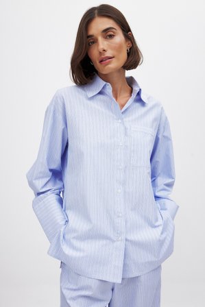 Josefine HJ x NA-KD - Oversized skjorte - Nattøy - Blå,Stripe - EU 44