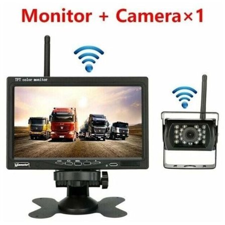 Trådløst bakkamera til lastbiler, busser, campere, trailere, gravemaskiner, 7-tommer LCD-skærm, 12V-24V vandtæt IP67 120-WELLNGS