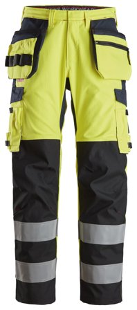 Snickers Workwear 6264 Arbetsbyxa varsel, gul/marinblå 156, Kläder