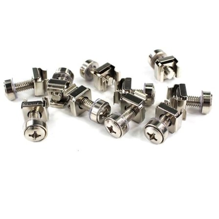 100 stk. nikkelfarvede skruer med møtrik M6X16Mm til computer patch panel netværkstilbehør server PDU
