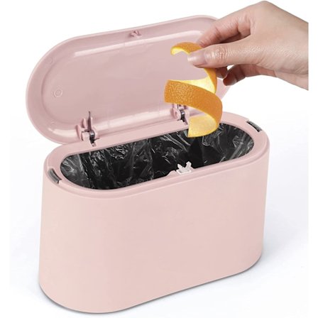 Liten bordavfallsbeholder, miniplastavfallsbeholder med lokk for bad
