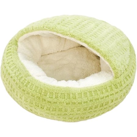 ING Pörröinen kissanpeti hupulla, puoliksi suljettu simpukanmuotoinen, mukava lämmittävä liukumaton lemmikkipesä kissoille, pennuille ja pienille 