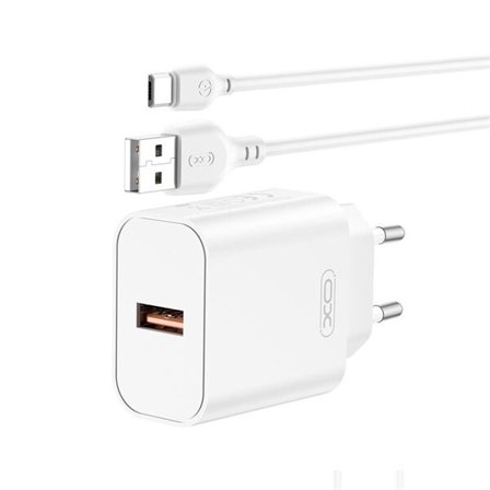 XO USB-laturi, jossa on USB QC 18W + USB-C-kaapeli USB-C:hen