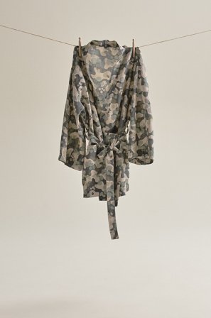 Jotex - Kort Kimono i Lin Mørk grønn - CARA - Kjøp Morgenkåper hos Jotex