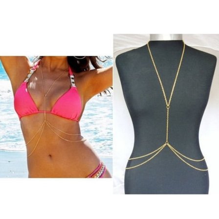 Galaxy Fashion Body Chain Body Jewelry Belly Chain - Body Chain - Guld