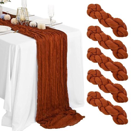 Rustikke støvet rosa osteklæde-bordløber i gasbind til bryllup, brudebruser, efterår, Thanksgiving, juledekoration (orange)