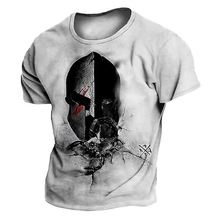 Vintage T-shirts för män 3d Vinking printed Street Retro Sparta Kortärmade Hip Hop-tröjor Oversized t-shirt Man Lösa kläder Z