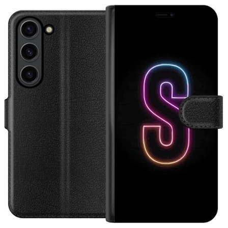 Kompatibelt Lommeboketui til Samsung Samsung Galaxy S24+ Neonbokstav S i lysende rosa og blå toner mot mørk bakgrunn, stilig bokstavkunst med retrof