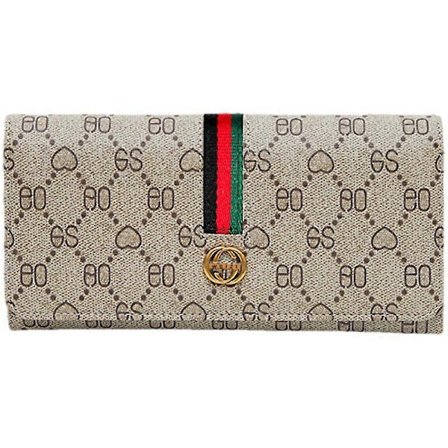 Ny Navy Leather Web Stripe Lang Lommebok med Glidelås