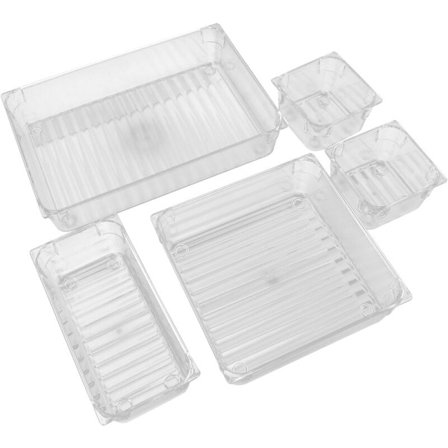 14 Skuffer Skuffeorganisatorer, Gjennomsiktige Skuffeskiller Kosmetikk Sminkeorganisatorer for Soverom Kjøkken Kontor