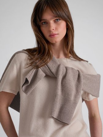 Kashmina - Kashmir t-shirt "Fresh" - Cream - Size L