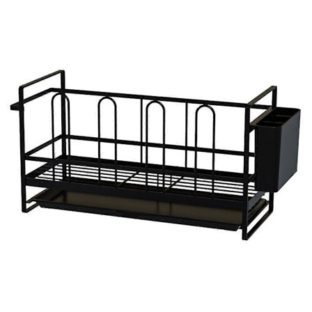 Svamp Hållare Diskbänk Caddy Rengöringsborste Organizer Rack, Svart-
