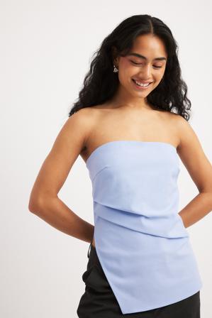 NA-KD Haut bandeau asymétrique - Hauts froncés - Bleu - EU 34