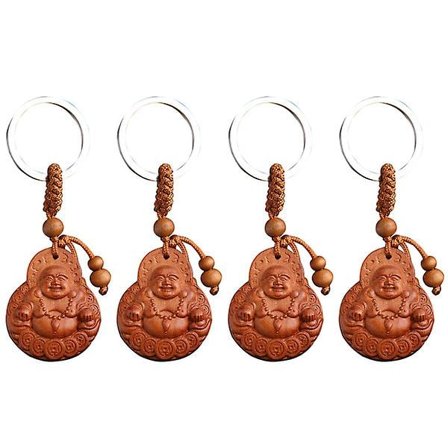 4 st Maitreya Buddha Nyckelringar Bilnycklar Hängande hängsmycke Unika nyckelhållare