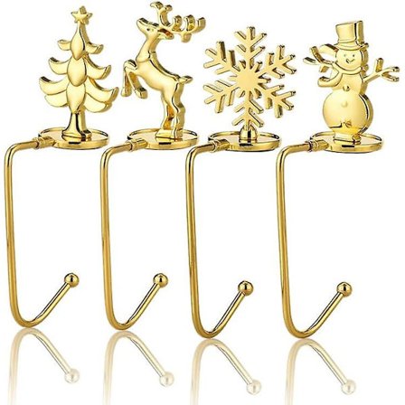 4-pack, Julstrumpor Hållare Strump Hängare Spis Krokhängare För Juldekoration (stil C-4st Guld)