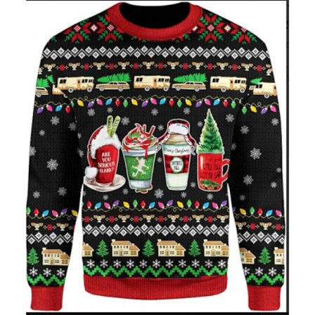 Jul 3D Digital Print Crew Neck Sweater Gave - HQ12 - Størrelse L