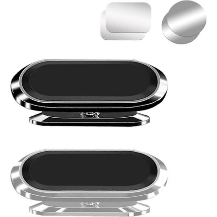 2 stk. Magnetisk Biltelefonholder, Super Magnet 360 Justerbar Mobiltelefonholder, Skridsikker Smartphoneholder til Universal Bil (Sort & Sølv)