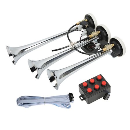 3 Trompet Horn 6 Melodier Forkromet 305x79mm 342x79mm 385x79mm DC12V DC24V til Klubvogne Lastbiler Yachts