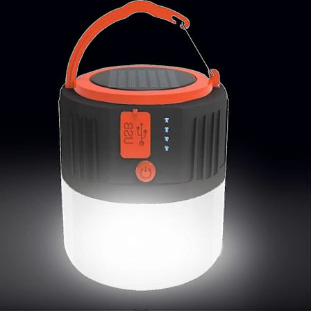 Aurinkokennokäyttöinen retkeilyvalaisin - USB ladattava LED kannettava retkilyhty vedenpitävä turvavalaisin puutarhaan, yökalastukseen, metsästykseen,