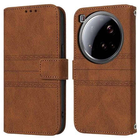 För Xiaomi 15 Ultra Fodral Plånbok Skin-Touch Läder Präglat Telefonskal - Brun