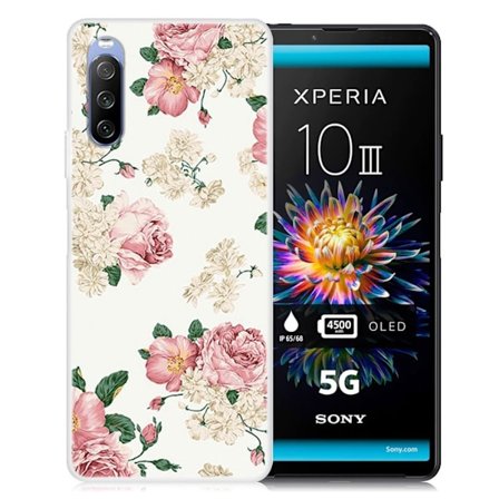 Deco Sony Xperia 10 III Etui - White Base Blomst