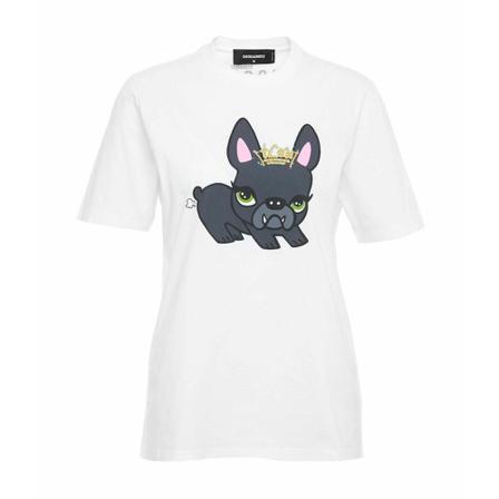 Dsquared2 T-Shirt With Graphic Print Hvid, Dame T-shirts, Størrelse: L