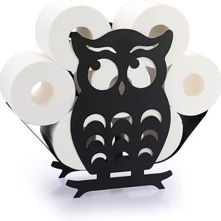 Metallista valmistettu wc-paperiteline, pöllön muotoinen paperiteline, paperisäilytys B:lle