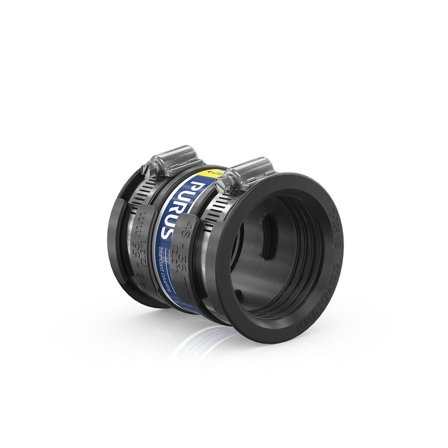 Purus 3032543 Gumminippel Sort, med slangeklemmer, Indendørs afløb