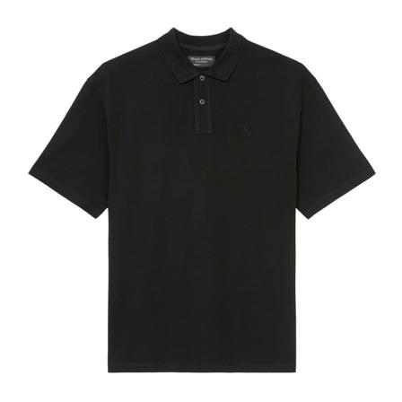 Marc O'Polo Short-sleeved relaxed polo shirt in piqu fabric Sort, Herre