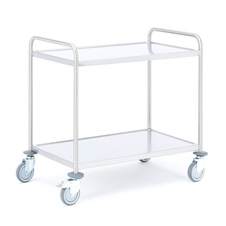 Stainless shelf trolley CONVOY, 100 kg load, 2 shelves, 900x550x900 mm