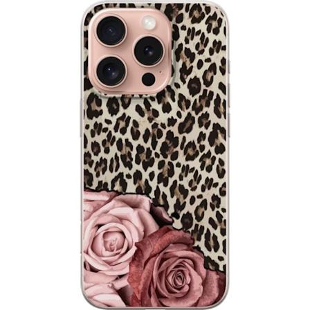 Apple iPhone 16 Pro Gjennomsiktig deksel Leopards Rose