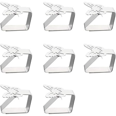 8 stk rustfritt stål duk klips sommerfugl duk klips duk