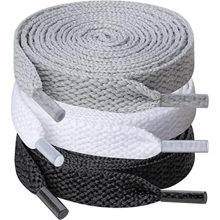 3 par med skolisser, 0,8 cm brede flate skolisser for joggesko, Ru