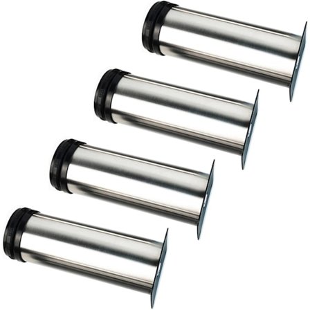 4X Møbelben, Justerbare Føtter Møbelben - Krom Metall