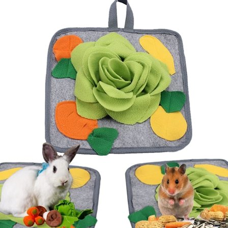 Bunny Snuffle Mat Leke, 30x30 cm Vaskbar Hudvennlig Puslespill Moro Fôringsmatte Godbitdispenser - kanin fôringsmatte3