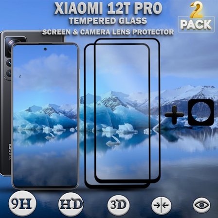 2-Pack XIAOMI 12T PRO Näytönsuoja & 1-Pack linssinsuoja - Karkaistu Lasi 9H - Super laatu 3D