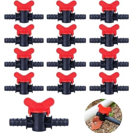 20 st Droppbevattning Avstängningsventil Rakt Droppventil 16PE Avstängningsventil Linje Kvalitet Taggad Kulventil Grönsaksodling