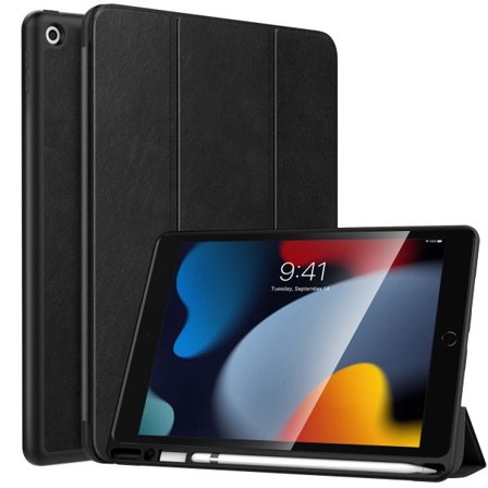 CDQ Kompatibel med Apple iPad 10.2 2021/2020/2019 Slim fit tri-fold cover - Sort
