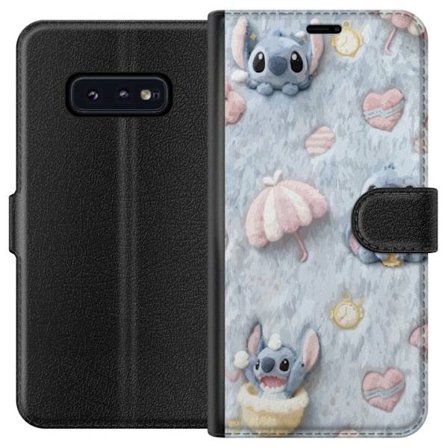 Kompatibelt Lommeboketui til Samsung Galaxy S10e Broder mønster med hjerter, paraplyer og pastellfarget myk bakgrunn