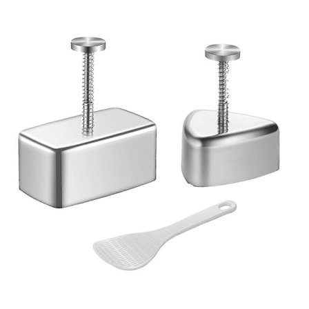 3-pack Onigiri Form Rostfritt Stål, Musubi Form Risform Kit, Tillverkningspress, Klassisk Triangel Risboll Form Sushi Form