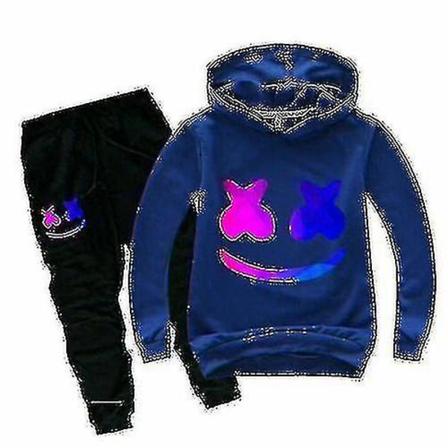 Gutter Dj Barnesett Gift Age Hot Barne T-skjorte Marshmello Music Boy Marshmello Dj Music Barne T-skjorte Barnesportsklær Sett Gave Age9-14 Hot V blue