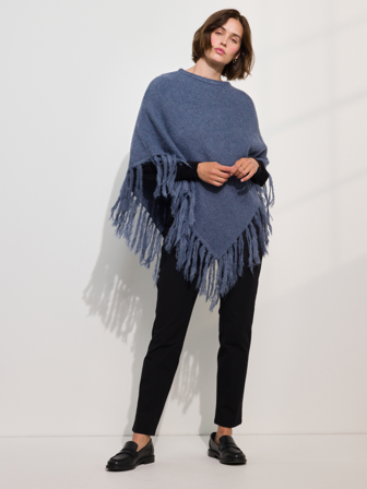 MATCH - Anna poncho - Marie Philippe - Dame - Tilbehør - Blå - ONESIZE - 30% akryl, 23% alpakka, 23% nylon 22% ull og 2% elastan