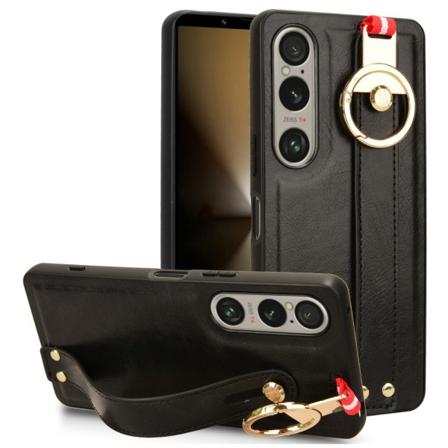 SKALO Sony Xperia 1 VI PU-nahkakuori k sivarsinauhalla - Musta Black