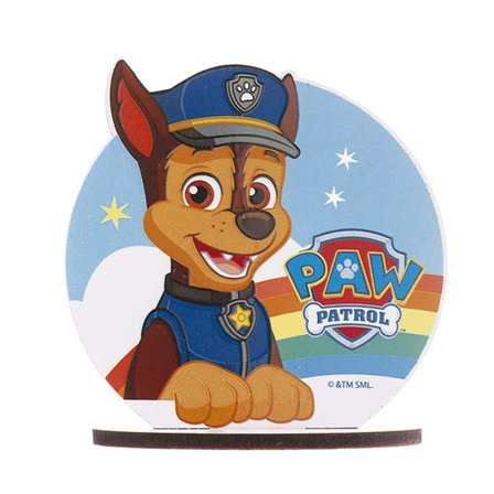 Paw Patrol Chase Tårtdekoration i Trä - Paw Patrol Kalas Dekoration - Kalaslagret.se