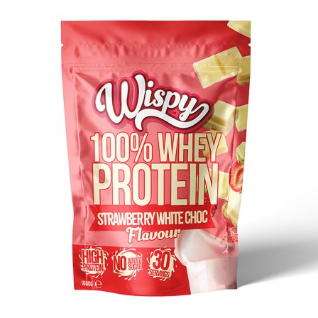 Wispy Nutrition Whey 100 Proteinpulver 1 kg Strawberry White Chocolate, Sport & Velvære, Protein & Energi, Proteinpulver